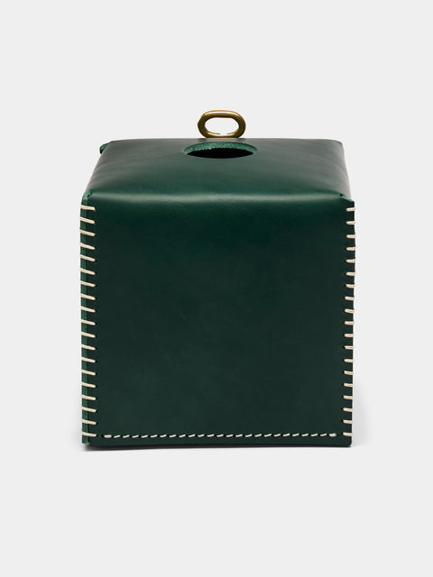 Otzi Studio - Eyelet Leather Tissue Box - Green - ABASK - 