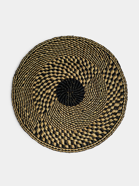 Baba Tree - Handwoven Elephant Glass Placemats (Set of 4) - Black - ABASK - 