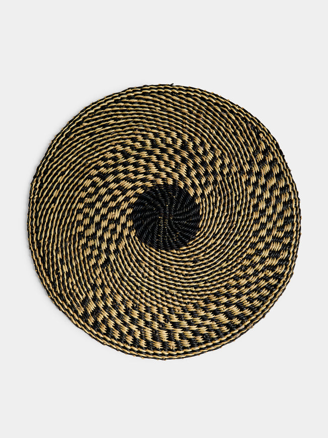 Baba Tree - Handwoven Elephant Glass Placemats (Set of 4) - Black - ABASK - 