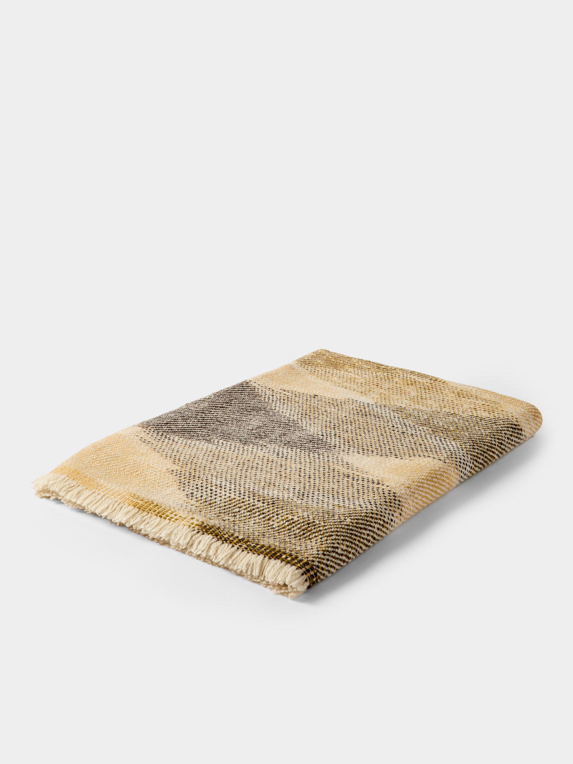 Me & K - Check Ikat Cashmere Throw (67in/1.7m) - Yellow - ABASK