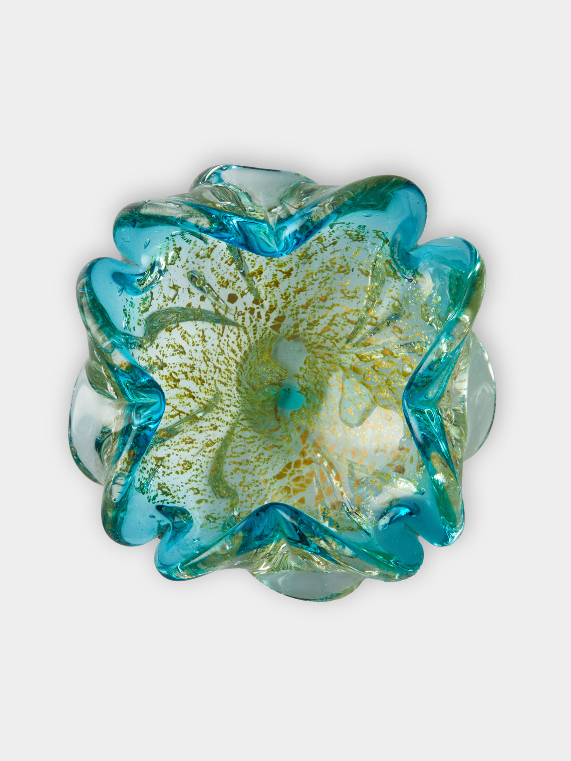 Antique and Vintage - Mid-Century Czech Glass Ashtray - Blue - ABASK