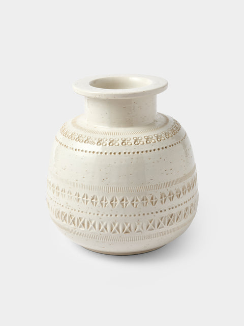 Antique and Vintage - 1970s Bitossi Ceramiche Pier 1 Ceramic Vase (8in/21cm) - White - ABASK - 