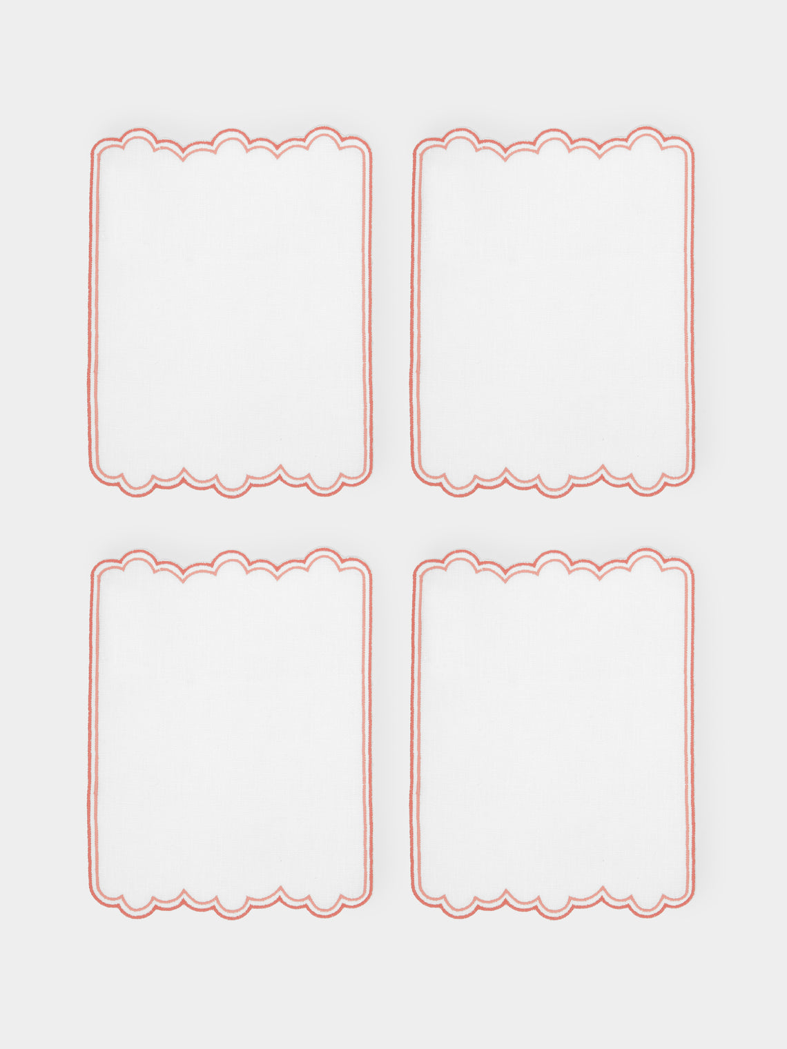 Los Encajeros - Escamas Embroidered Linen Cocktail Napkins (Set of 4) -  - ABASK