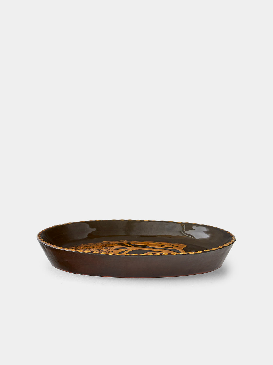 Aono Pottery - Hydrangea Slipware Oval Dish - Brown - ABASK