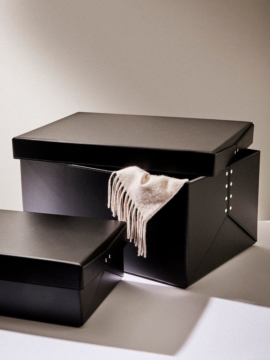 Pinetti - Origami Leather Small Storage Box - Black - ABASK