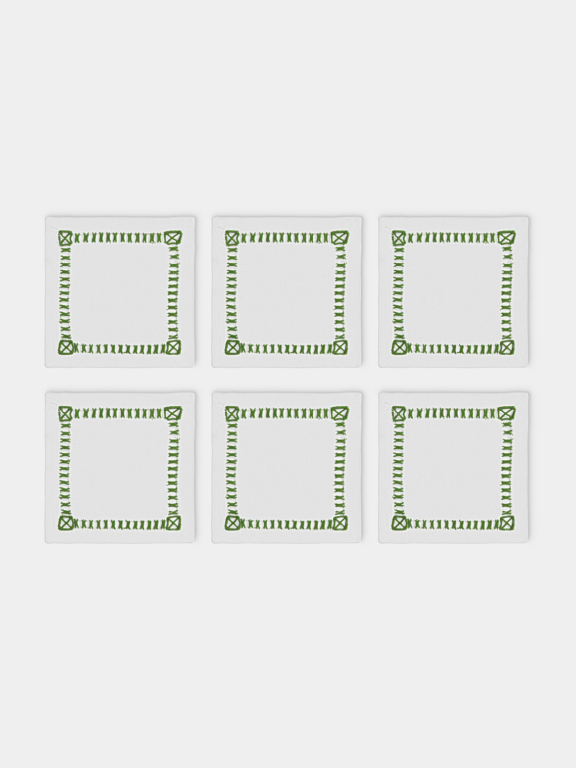 Los Encajeros - Tokyo Linen Coasters (Set of 6) - White - ABASK - 