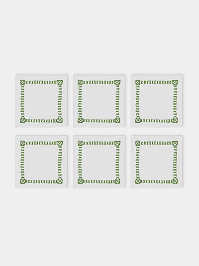 Los Encajeros - Tokyo Linen Coasters (Set of 6) - White - ABASK - 