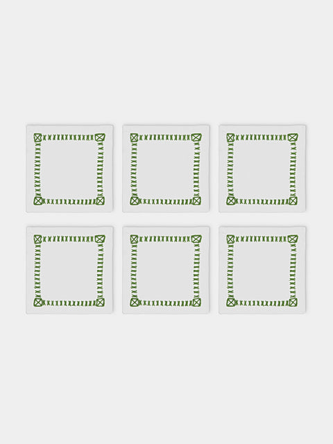 Los Encajeros - Tokyo Linen Coasters (Set of 6) - White - ABASK - 