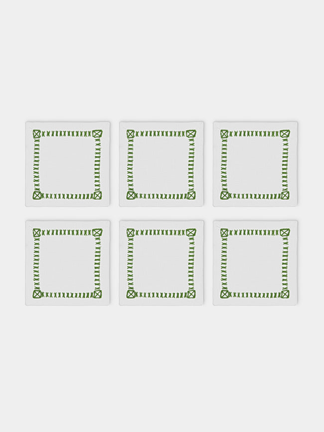 Los Encajeros - Tokyo Linen Coasters (Set of 6) - White - ABASK - 