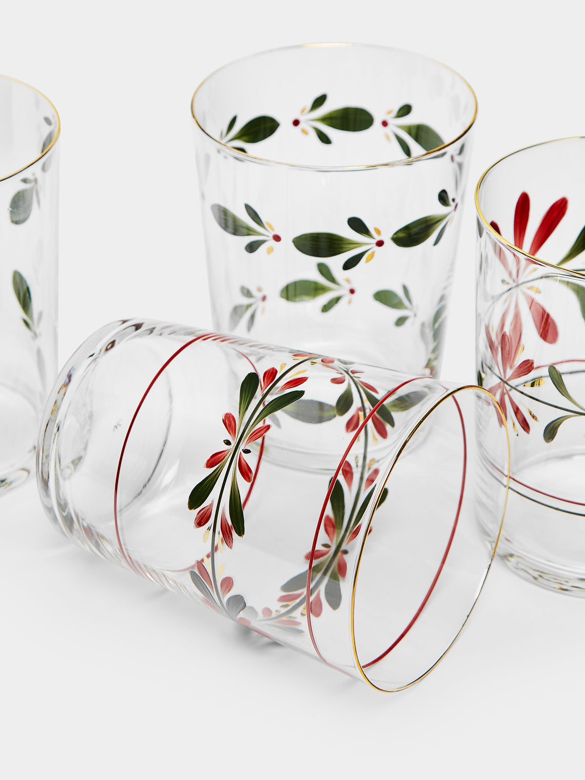 Los Vasos de Agua Clara - Zermatt Hand-Painted Glass Highballs (Set of 4) -  - ABASK