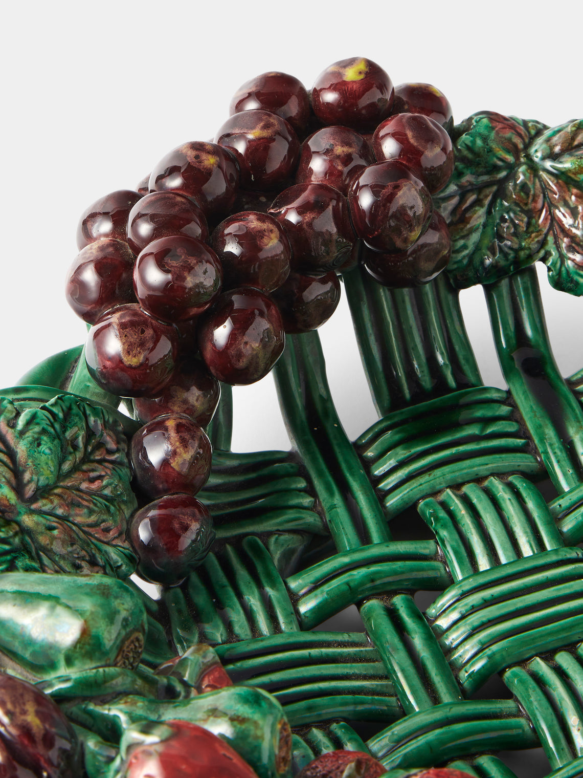 Antique and Vintage - 1960s Vallauris Majolica Ceramic Fruit Bowl - Green - ABASK