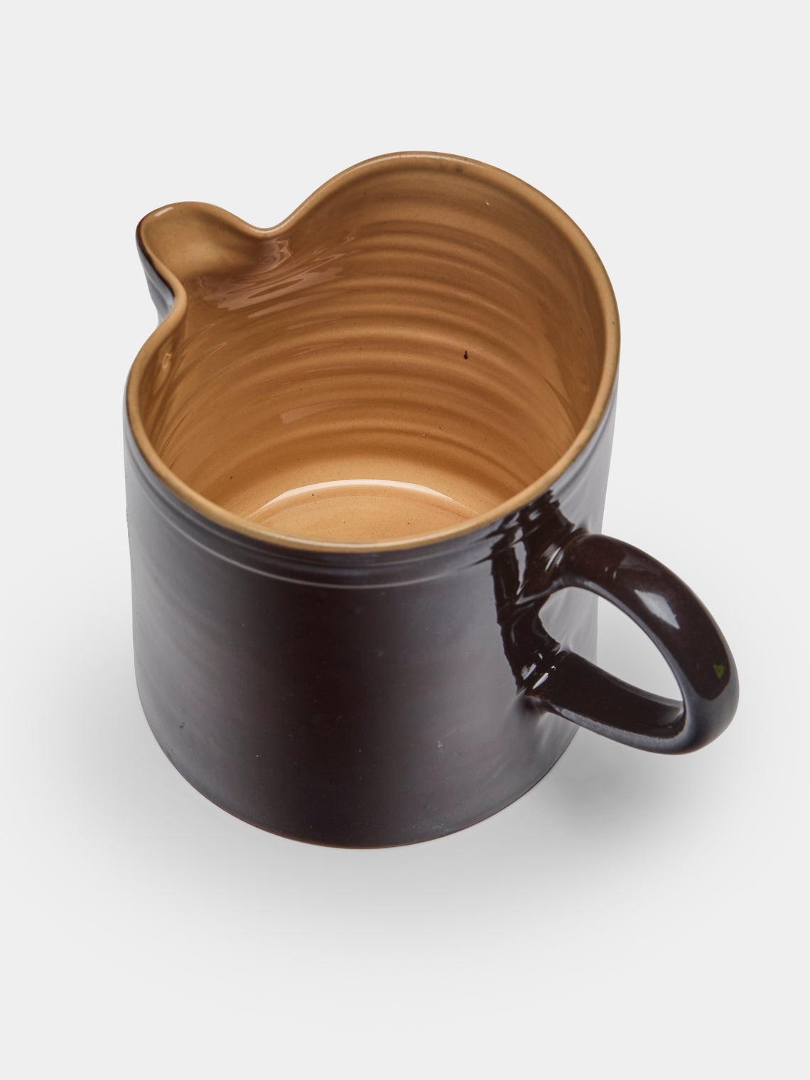 Poterie d’Évires - Chickens Hand-Painted Ceramic Straight-Edge Jug (34oz/1L) - Dark brown - ABASK