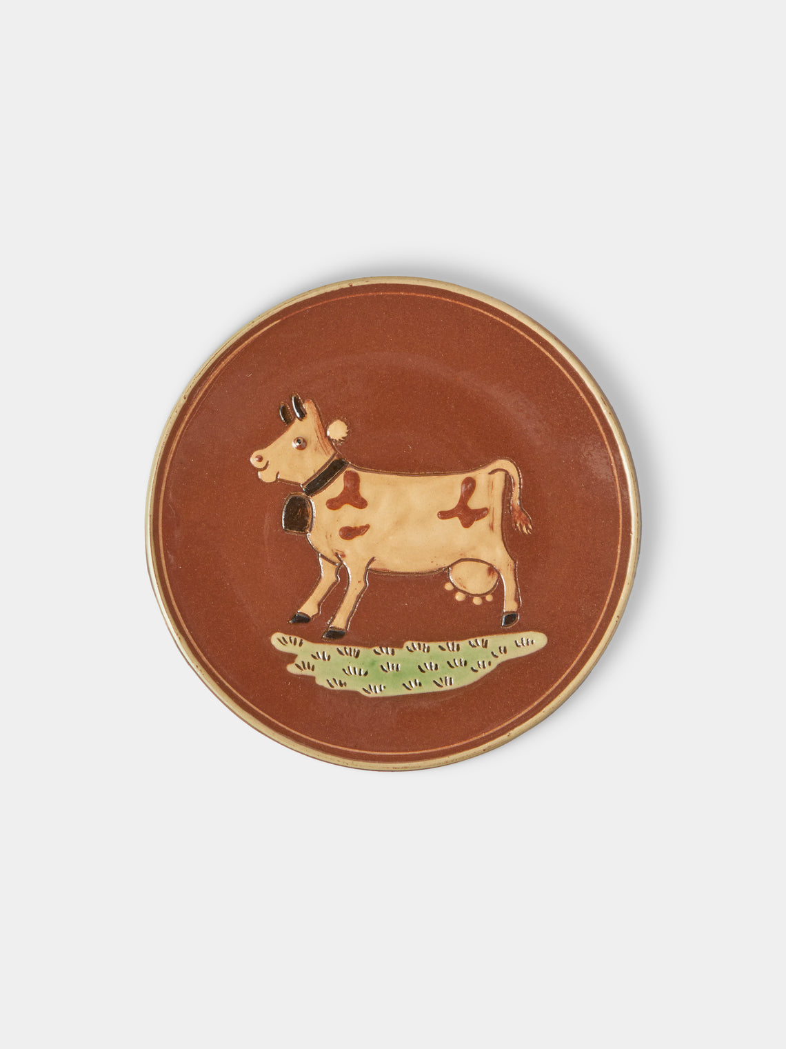 Poterie d’Évires - Animals Hand-Painted Ceramic Plates – 5.5in/14cm (Set of 4) - Light Brown - ABASK