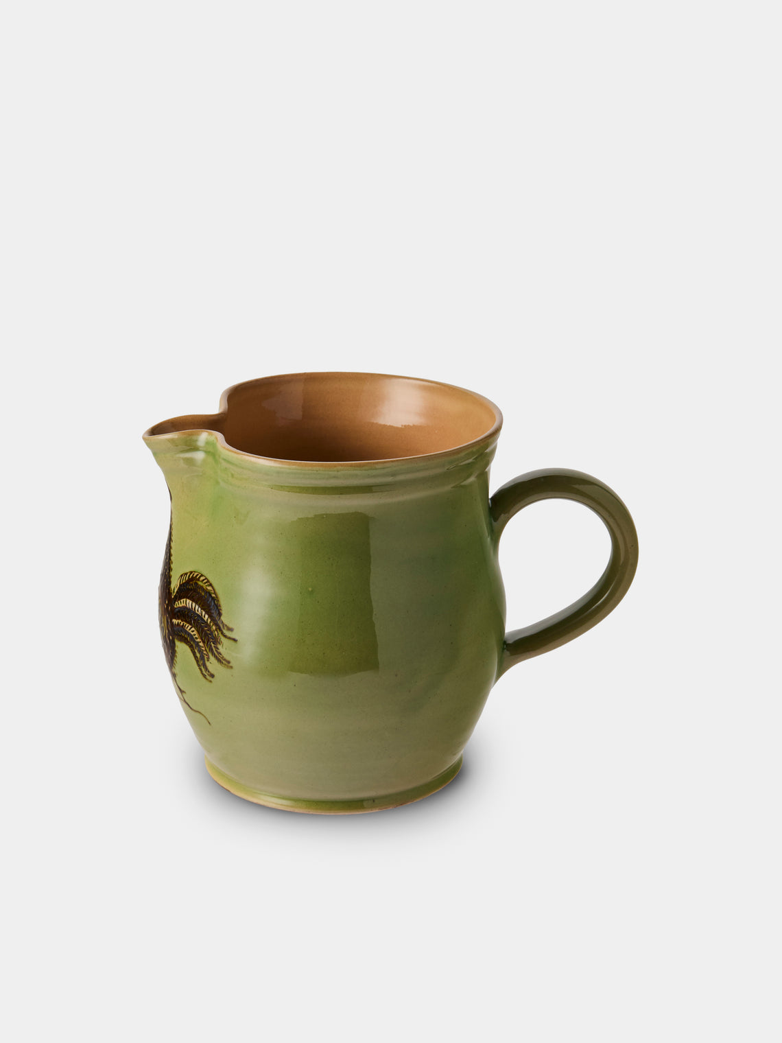 Poterie d’Évires - Chickens Hand-Painted Ceramic Medium Jug - Green - ABASK