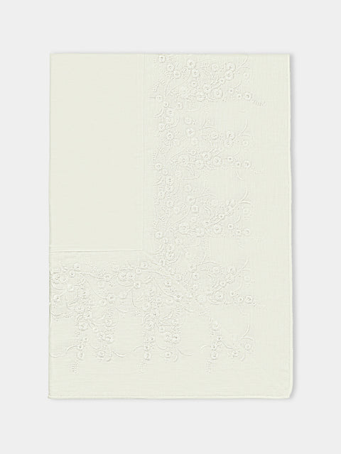 Borgo delle Tovaglie - Venaria Embroidered Linen Square Tablecloth - Ivory - ABASK - 