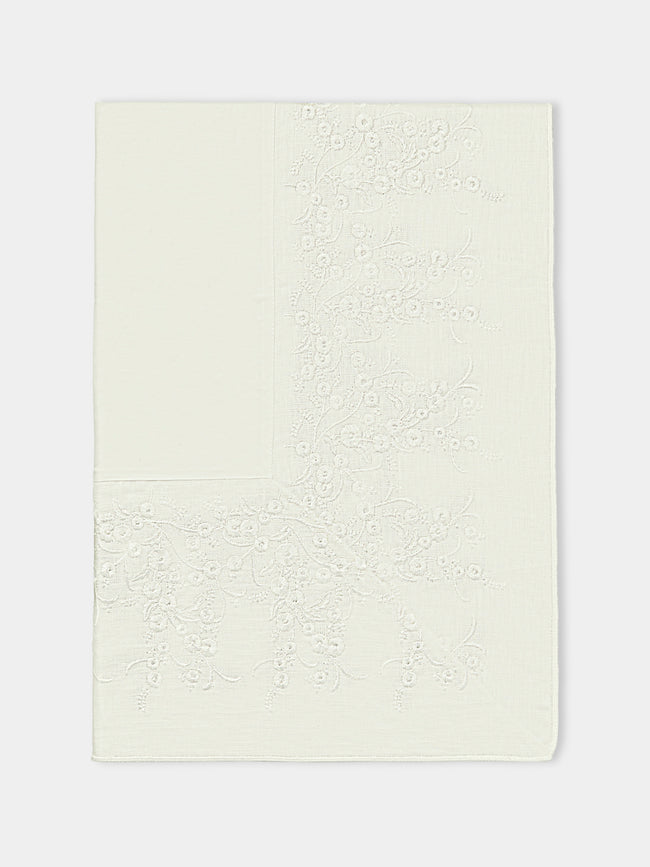 Borgo delle Tovaglie - Venaria Embroidered Linen Square Tablecloth - Ivory - ABASK - 