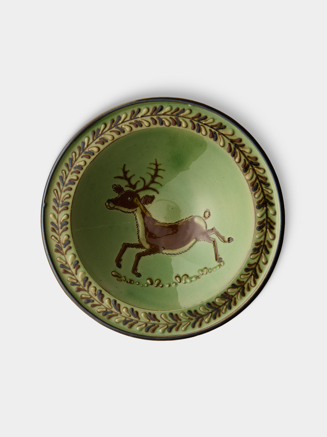 Poterie d’Évires - Animals Hand-Painted Ceramic Breakfast Bowls (Set of 4) - Green - ABASK