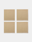 La Gallina Matta - D.Q Embroidered Linen Napkins (Set of 4) - Natural - ABASK - 