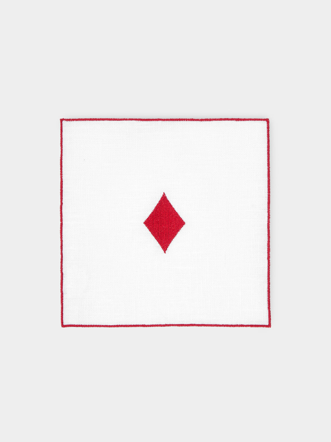 La Gallina Matta - Playing Cards Embroidered Linen Cocktail Napkins (Set of 4) -  - ABASK
