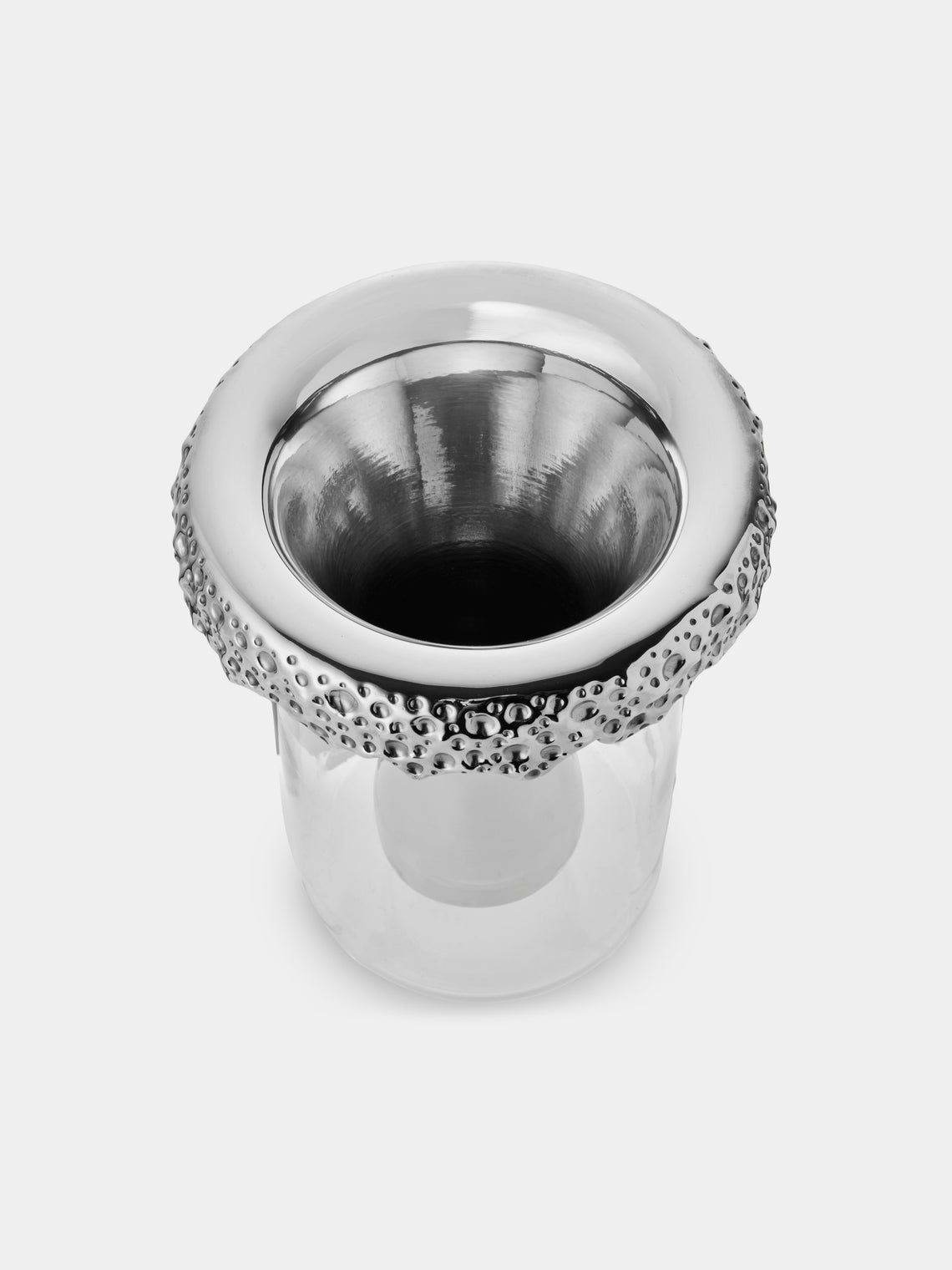 San Lorenzo - 1997 Afra and Tobia Scarpa Pure Silver and Glass Vase (8in/20.5cm) - Silver - ABASK
