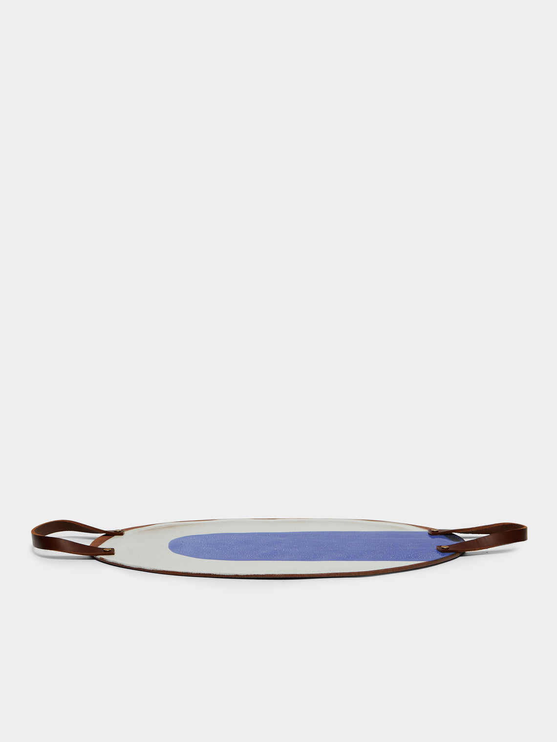 Silvia K Ceramics - Hand-Glazed Terracotta Large Platter with Leather Handles -  - ABASK