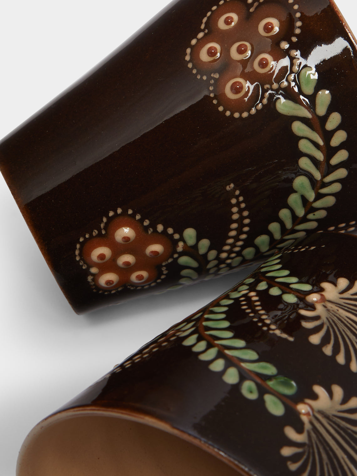 Poterie d’Évires - Flowers Hand-Painted Ceramic Coffee Cups (Set of 6) -  - ABASK