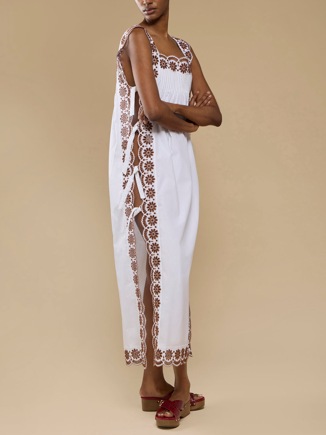 Loretta Caponi - Fiocchini Cotton Long Dress | Size: S - White - ABASK
