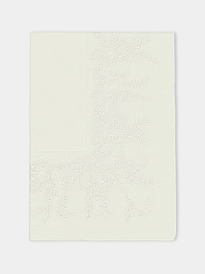 Borgo delle Tovaglie - Venaria Embroidered Linen Extra Large Rectangular Tablecloth - Ivory - ABASK - 