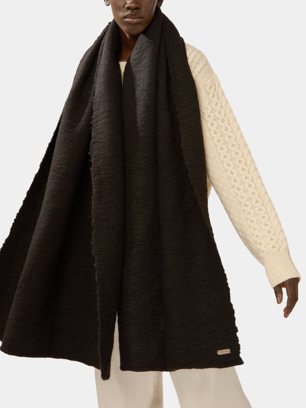 Norlha - Shepherd Hand-Spun Yak Khullu Scarf - Black - ABASK