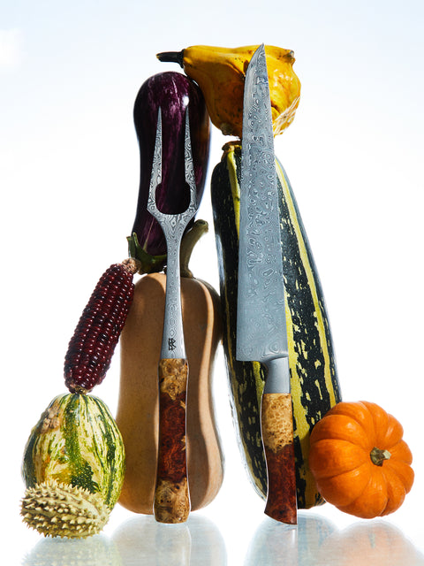 Bodman Blades - Hand-Forged Damascus Steel and Burl Carving Set -  - ABASK