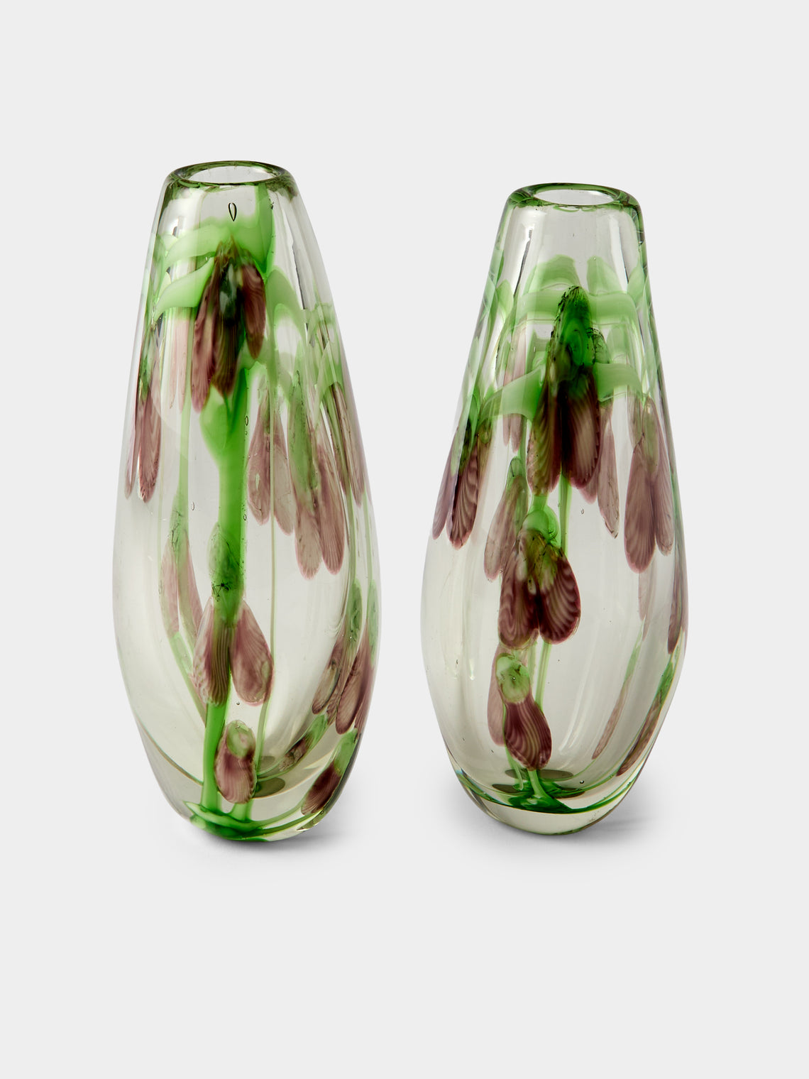 Antique and Vintage - Mid-Century Glass Bud Vases (Set of 2) - Green - ABASK - 