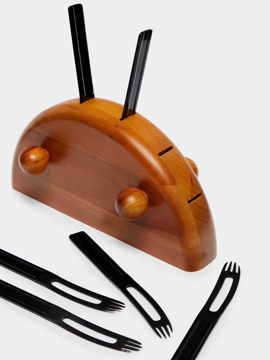 Antique and Vintage - Mid-Century Carl Auböck for Ostovics Culinar Wooden Cheese Knives with Block -  - ABASK