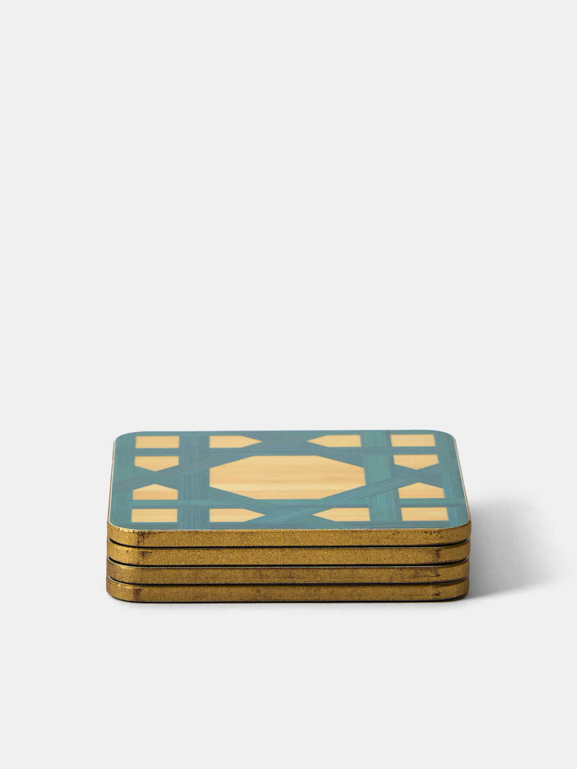 HestiaLiving - Epoch Wood Coasters (Set of 4) - Blue - ABASK