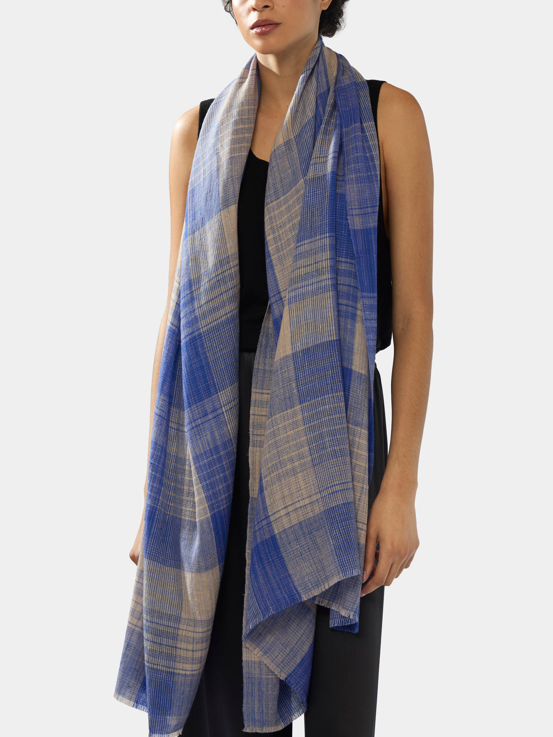 Women's Cashmere Check Scarf (78.5in/2m)