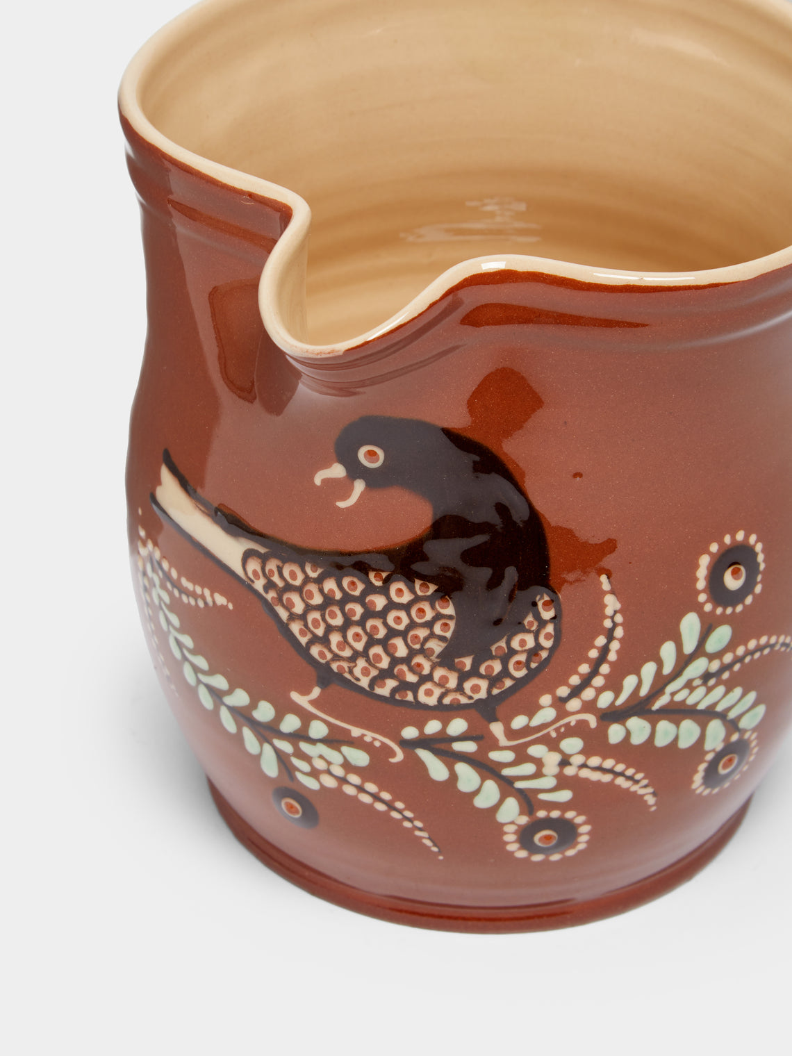 Poterie d’Évires - Birds Hand-Painted Ceramic Rounded Jug -  - ABASK