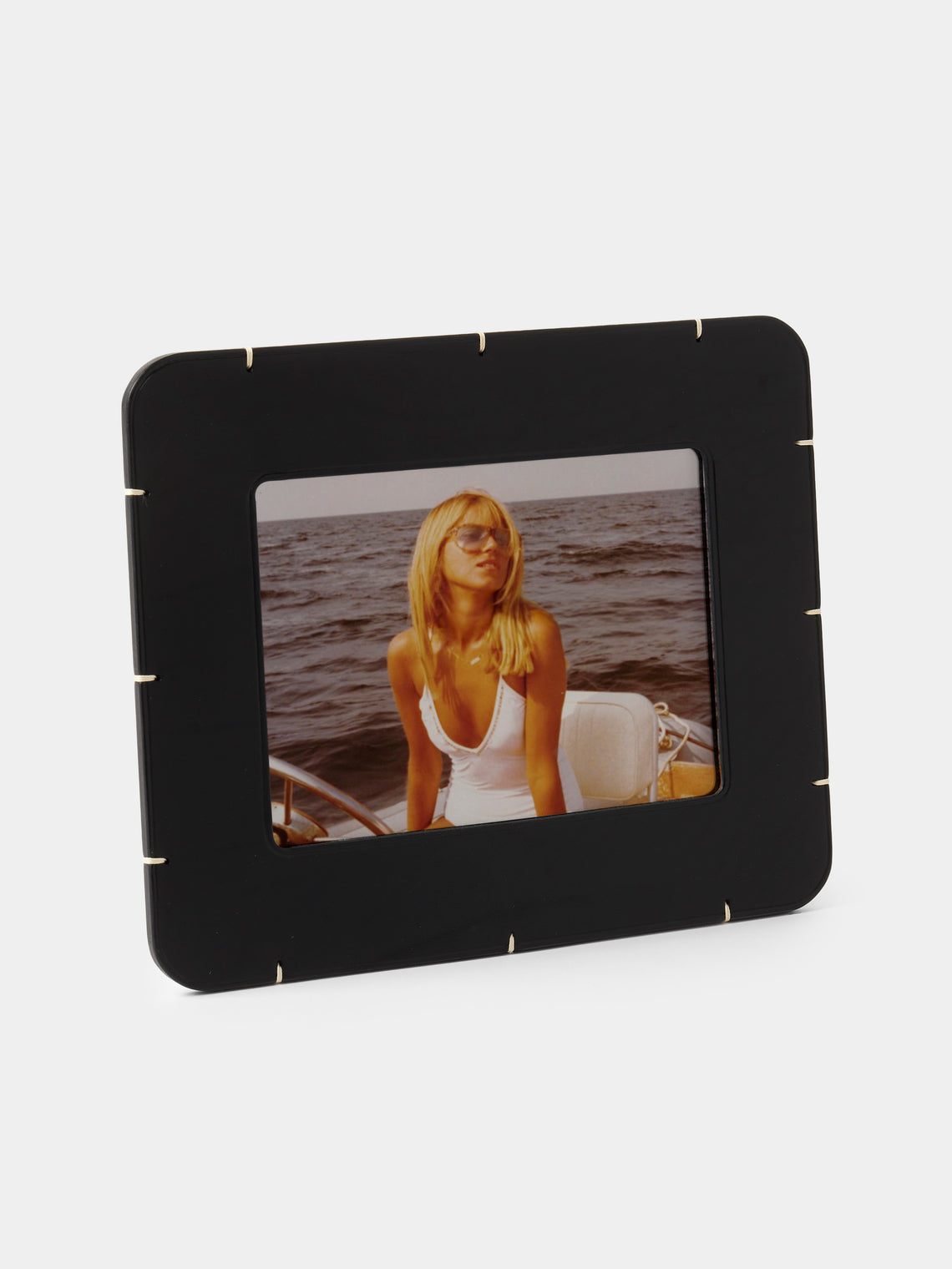 Otzi Studio - Billet Leather & Wood Photo Frame Landscape (7x5 inch Photo) - Black - ABASK - 