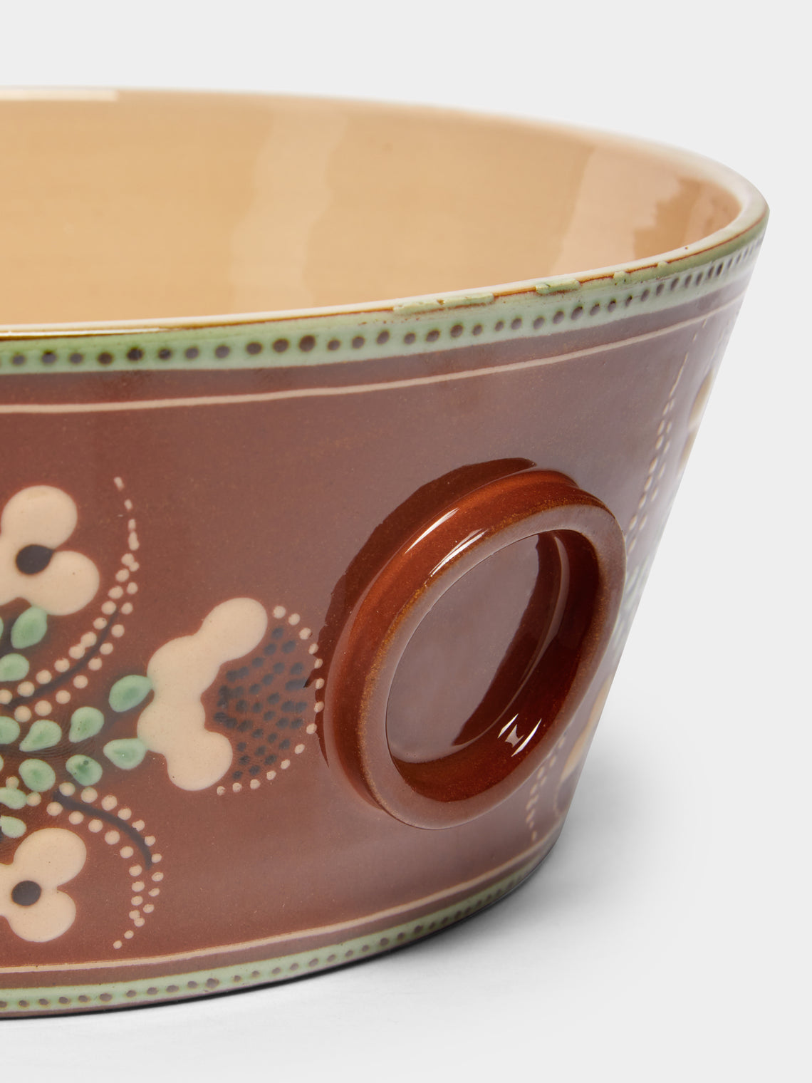 Poterie d’Évires - Flowers Hand-Painted Ceramic Large Handled Serving Bowl -  - ABASK