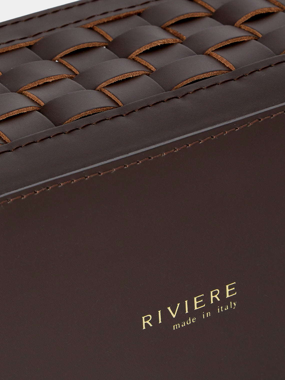 Riviere - Woven Leather Towel Tray (11.5in/29cm) - Dark brown - ABASK