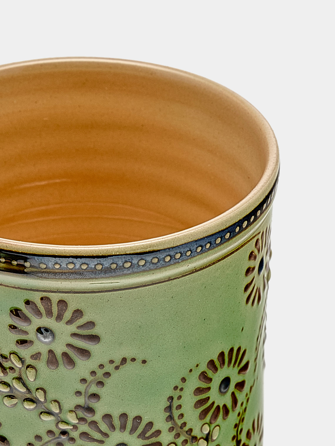 Poterie d’Évires - Flowers Hand-Painted Ceramic Small Lidded Jar - Green - ABASK