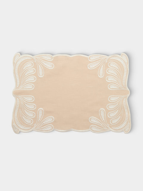 Borgo delle Tovaglie - Tecla Embroidered Linen Placemats (Set of 4) - Natural - ABASK - 