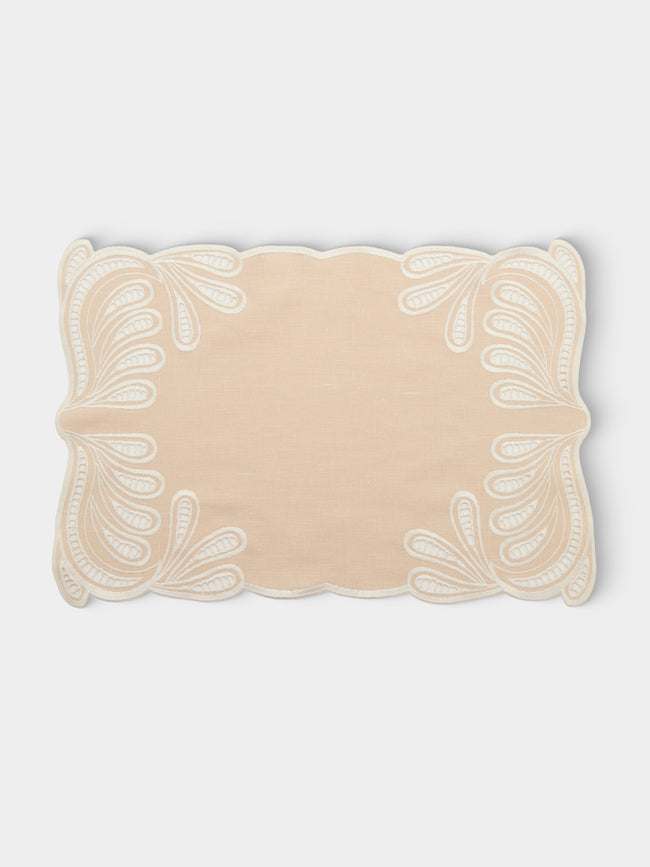 Borgo delle Tovaglie - Tecla Embroidered Linen Placemats (Set of 4) - Natural - ABASK - 