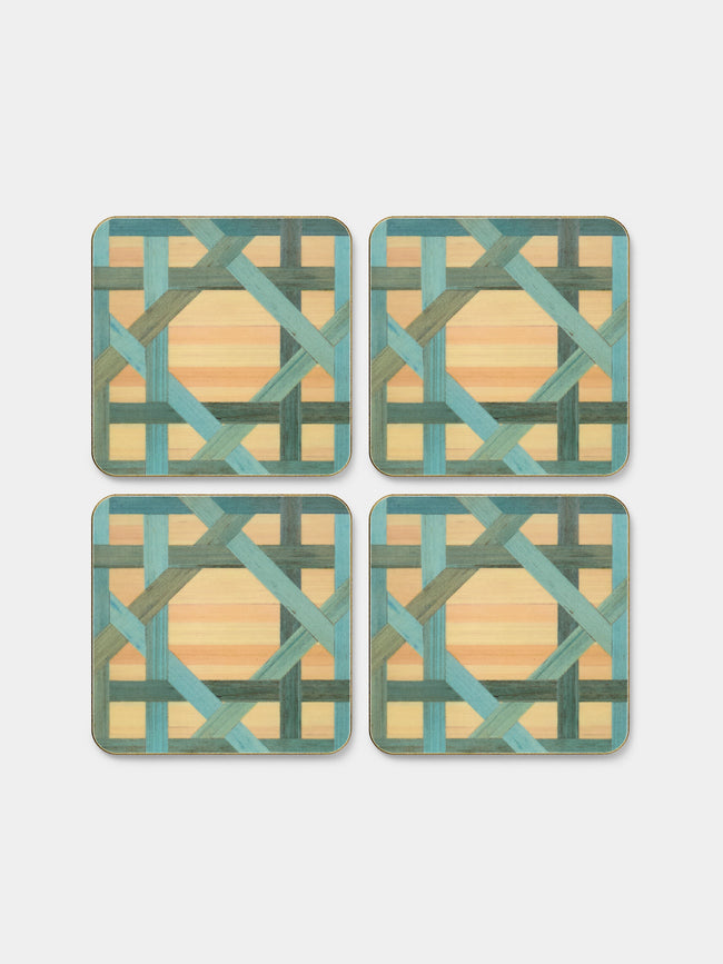 HestiaLiving - Epoch Wood Coasters (Set of 4) - Blue - ABASK - 