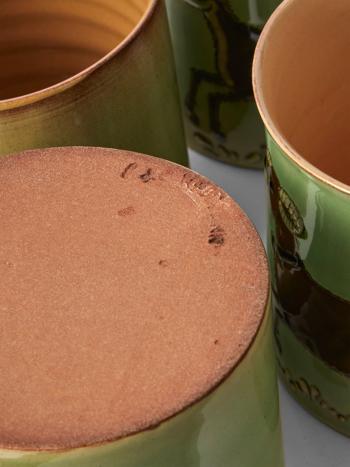 Poterie d’Évires - Animals Hand-Painted Ceramic Mugs (Set of 4) - Green - ABASK