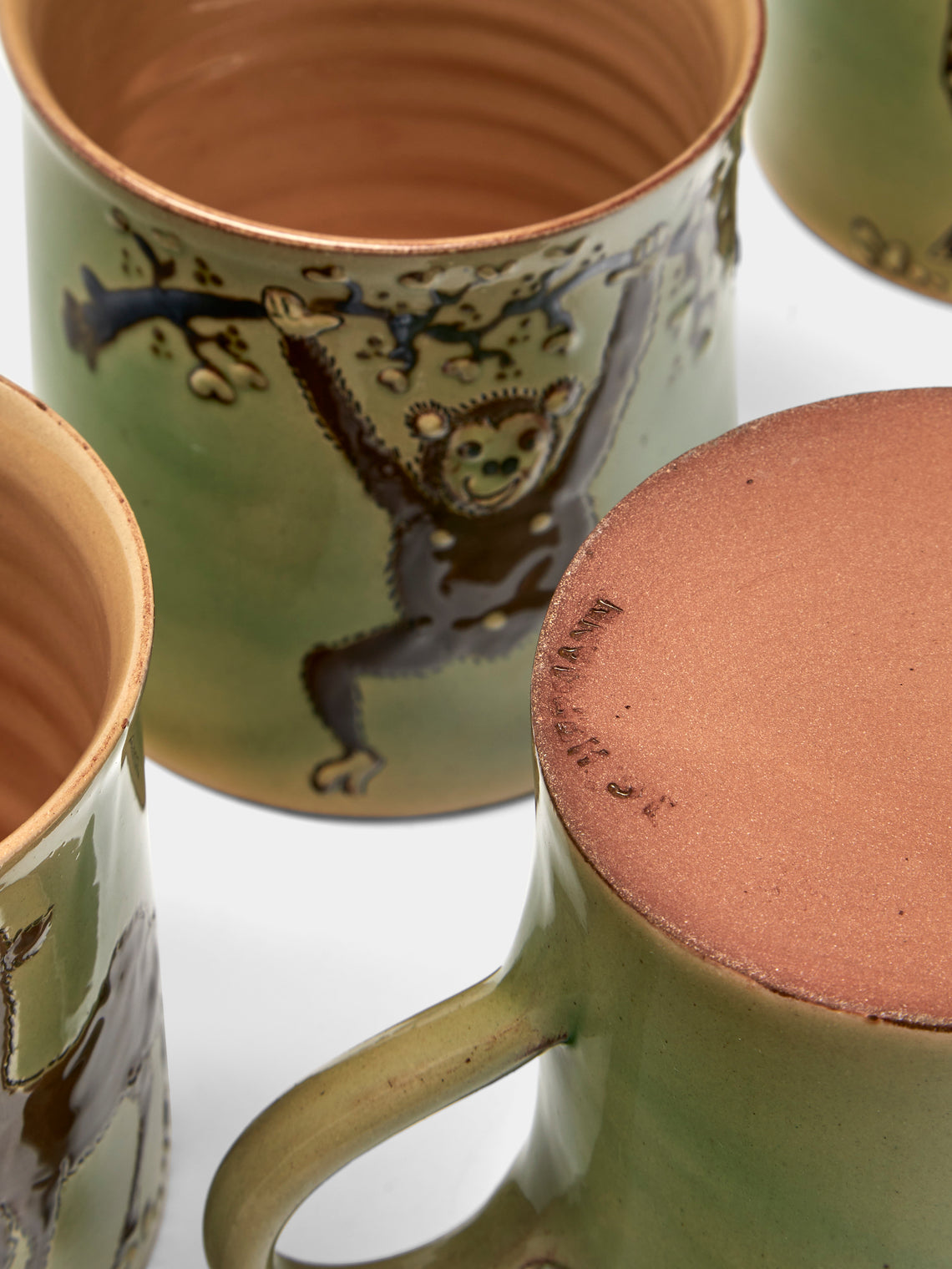 Poterie d’Évires - Safari Hand-Painted Ceramic Mugs (Set of 4) - Green - ABASK