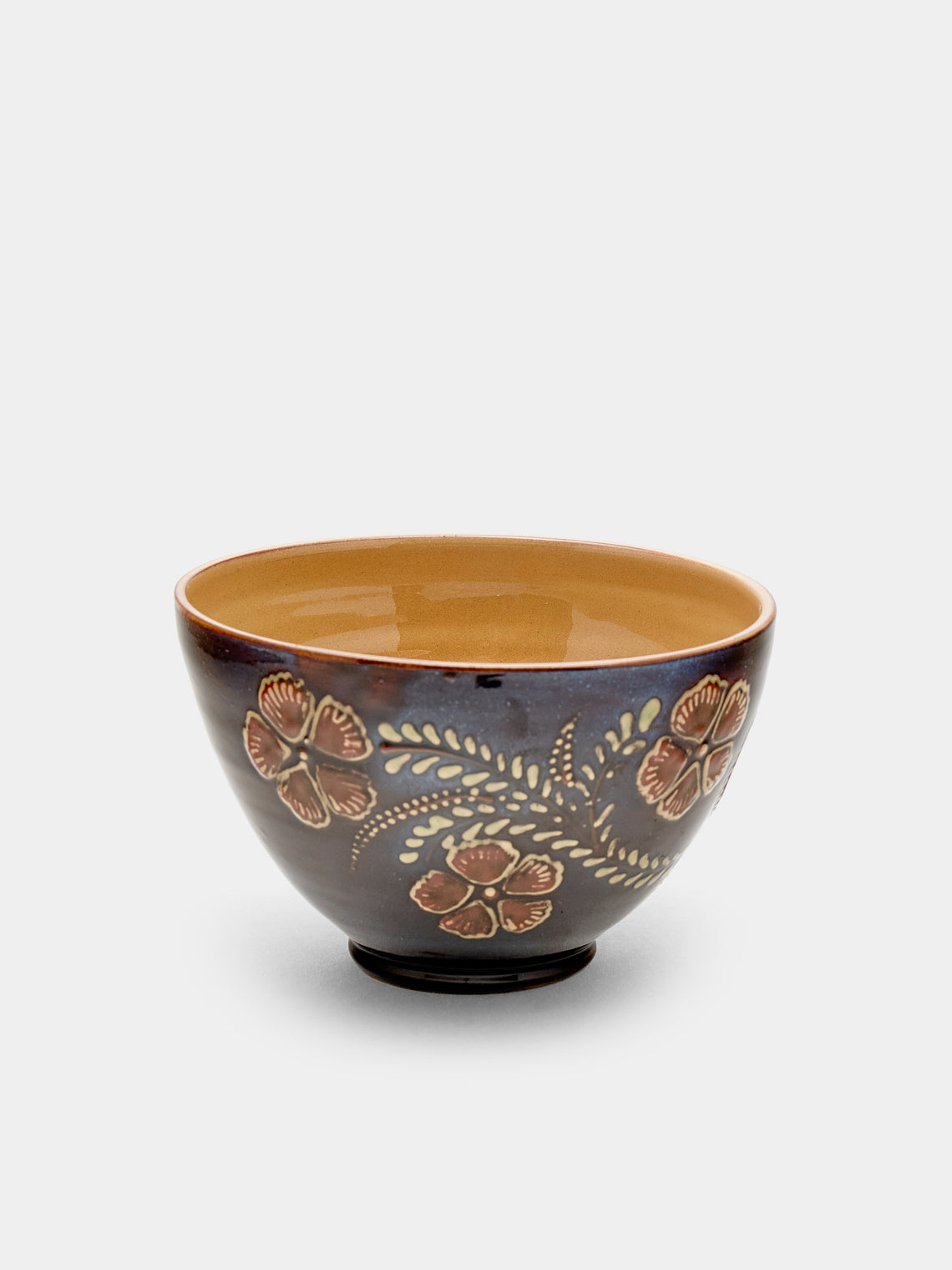 Poterie d’Évires - Flowers Hand-Painted Ceramic Bowls (Set of 6) - Dark brown - ABASK