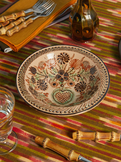 Poterie d’Évires - Flowers Hand-Painted Ceramic Large Serving Bowl -  - ABASK