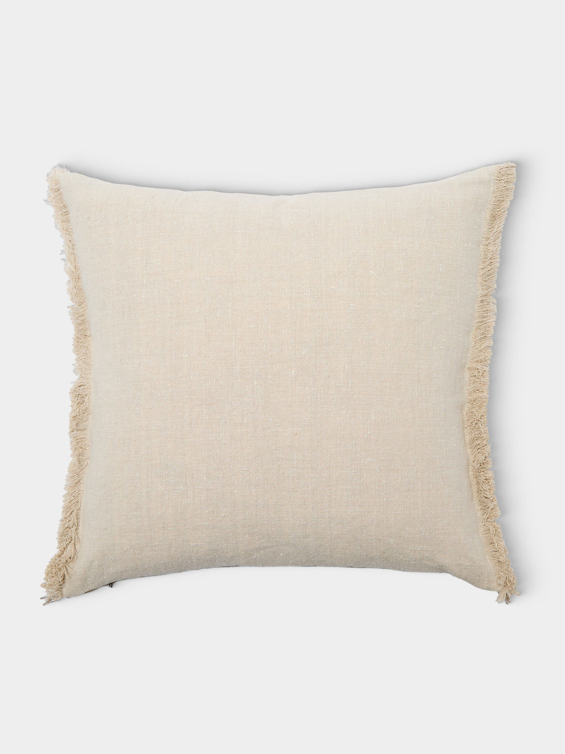de Le Cuona - Kalahari Linen and Wool Fringe-Detail Cushion (19.5in/50cm) - Brown - ABASK