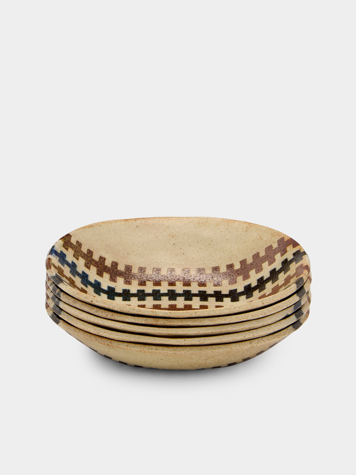 Makidani-gama - No. 1 Nerikomi Ceramic Medium Oval Bowls (Set of 5) - Multiple - ABASK