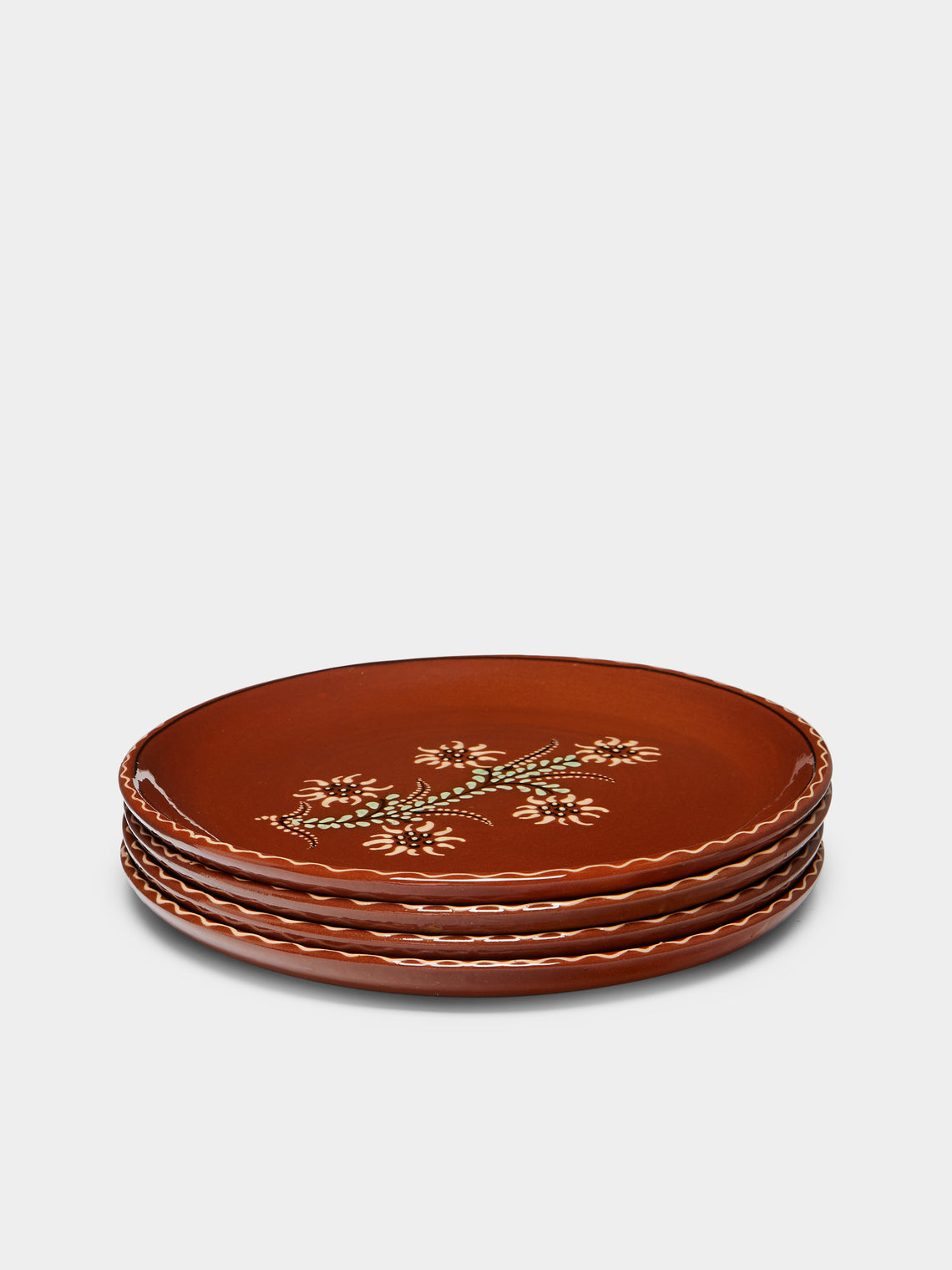 Poterie d’Évires - Flowers Hand-Painted Ceramic Dinner Plates (Set of 4) -  - ABASK