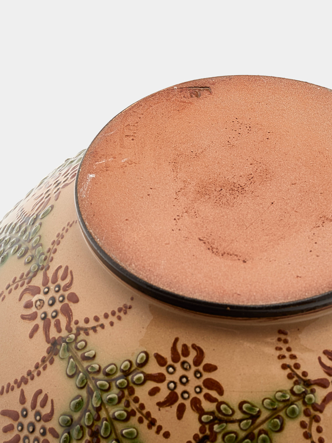 Poterie d’Évires - Flowers Hand-Painted Ceramic Large Serving Bowl - Cream - ABASK